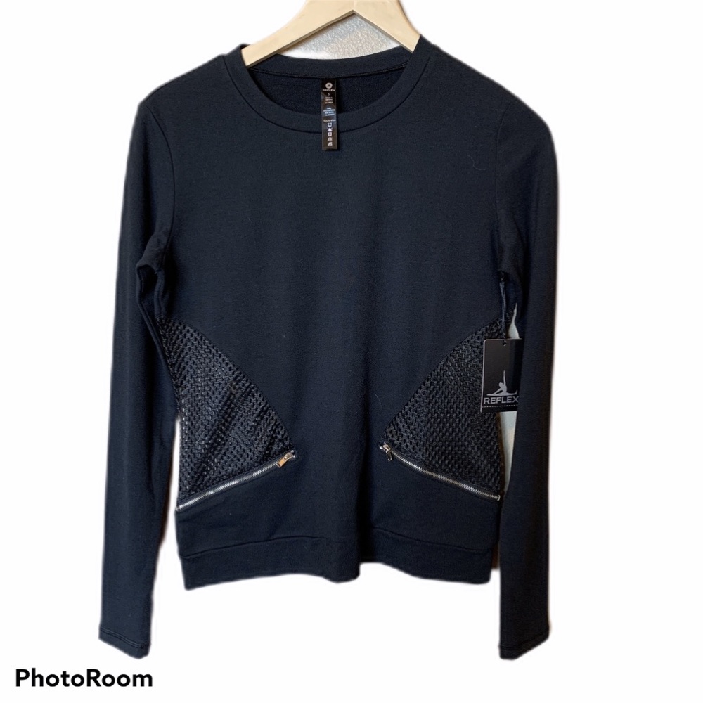 Reflex black mesh longsleeve top size small